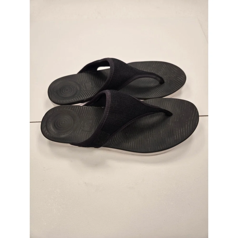 FitFlop iQushion Black Mesh Ergonomic Flip Flop Sandals Comfort Shoe Women US 8 - Picture 3 of 6